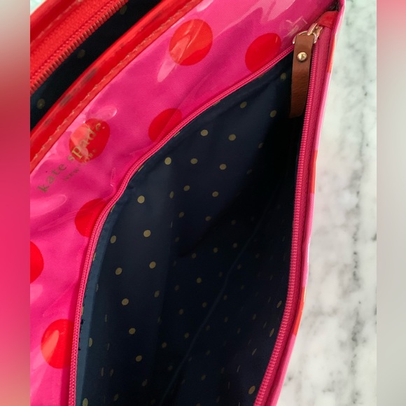 Kate Spade pink with red hearts large cosmic bag - Picture 5 of 10
